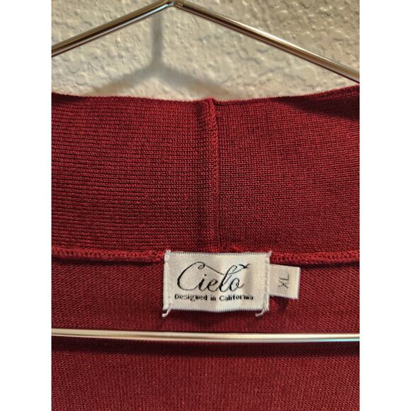 Cielo Red Open Front Cardigan Sweater XL Viscose Blend Lightweight NWT - Picture 3 of 6